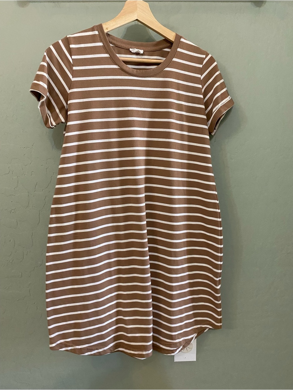Cotton On Brown and White Striped Mini T-Shirt Dress
